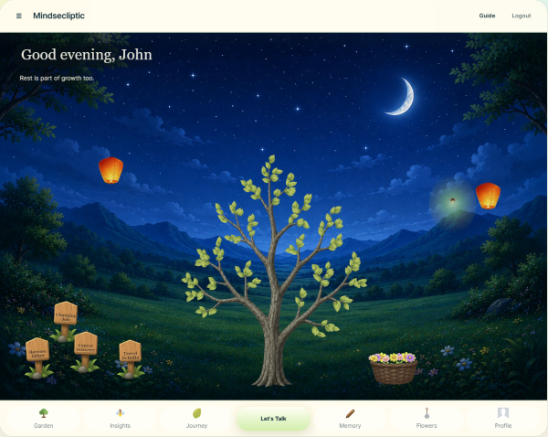 Mindsecliptic garden tree at a middle growth stage
